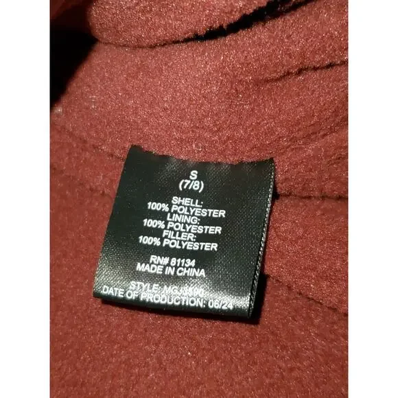 Swiss Alps Girls Small 7/8 Maroon Pink Puffer Jacket NWT Water Wind Resistant - Picture 9 of 13